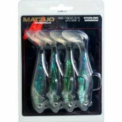 Matzuo Sterling Minnow 4 1/2 Inch Soft Plastic Paddle Tail Swimbait 4 Pack Baits