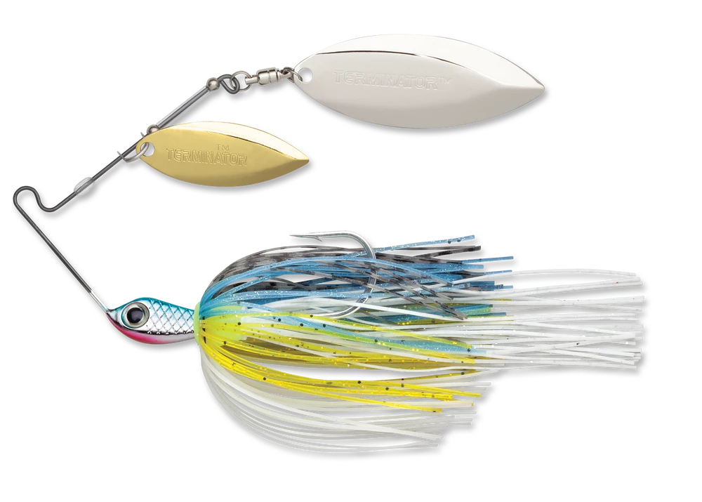 Terminator Stainless Pulse Skirt Spinnerbait Double Willow 3/8 Oz. 4 Terminator Stainless Pulse Skirt Spinnerbait Double Willow 3/8 Oz.